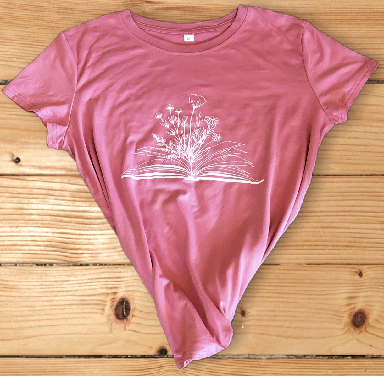 Pink Book & Flowers T-Shirt