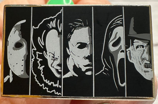 Scary Books & Movies Themed Pins (1-inch)