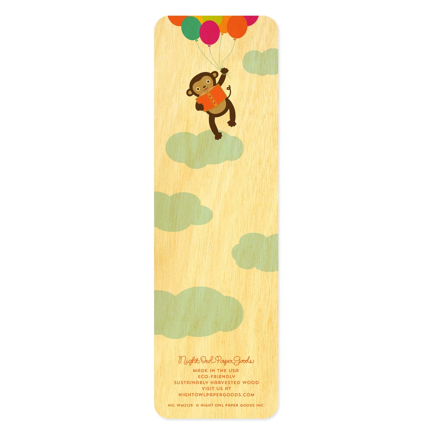 Reading Monkey Wood Bookmark