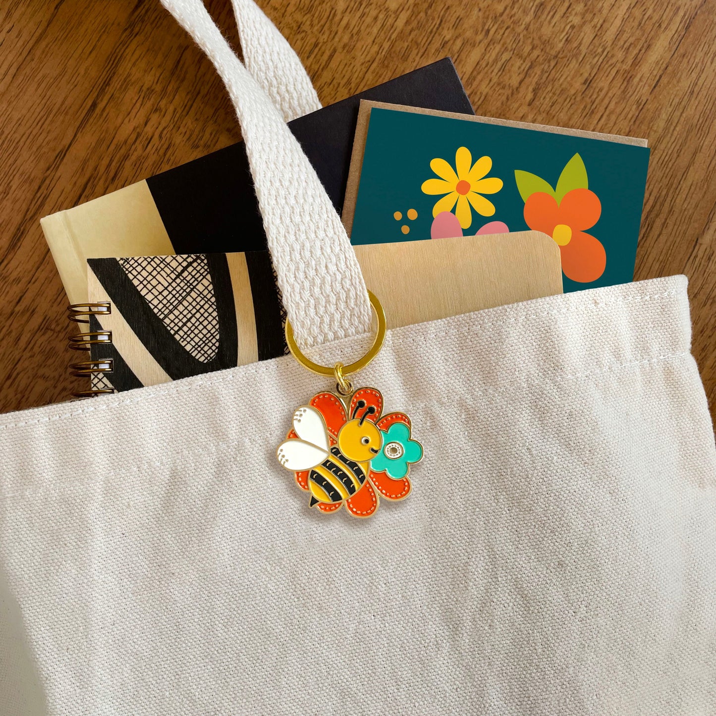 Bumble Bee Enamel Keychain