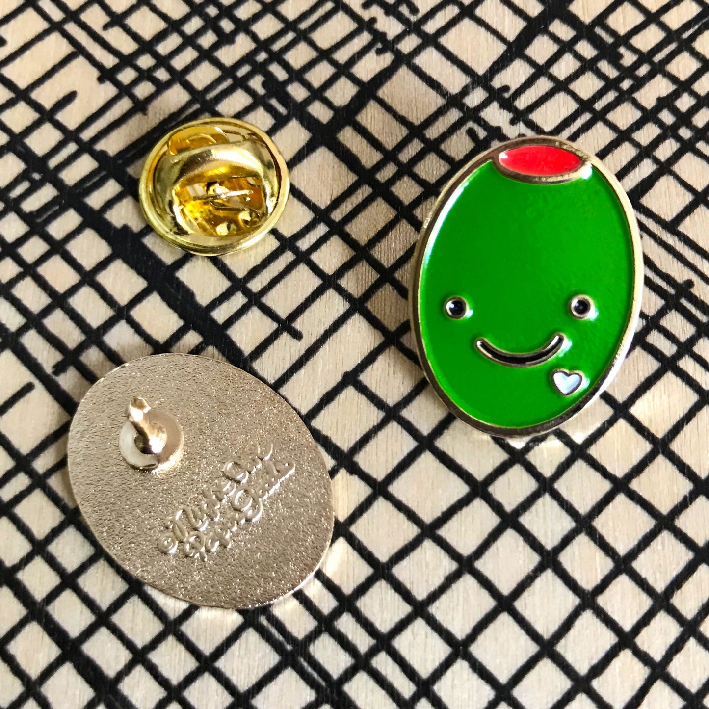 Olive Love Enamel Pin