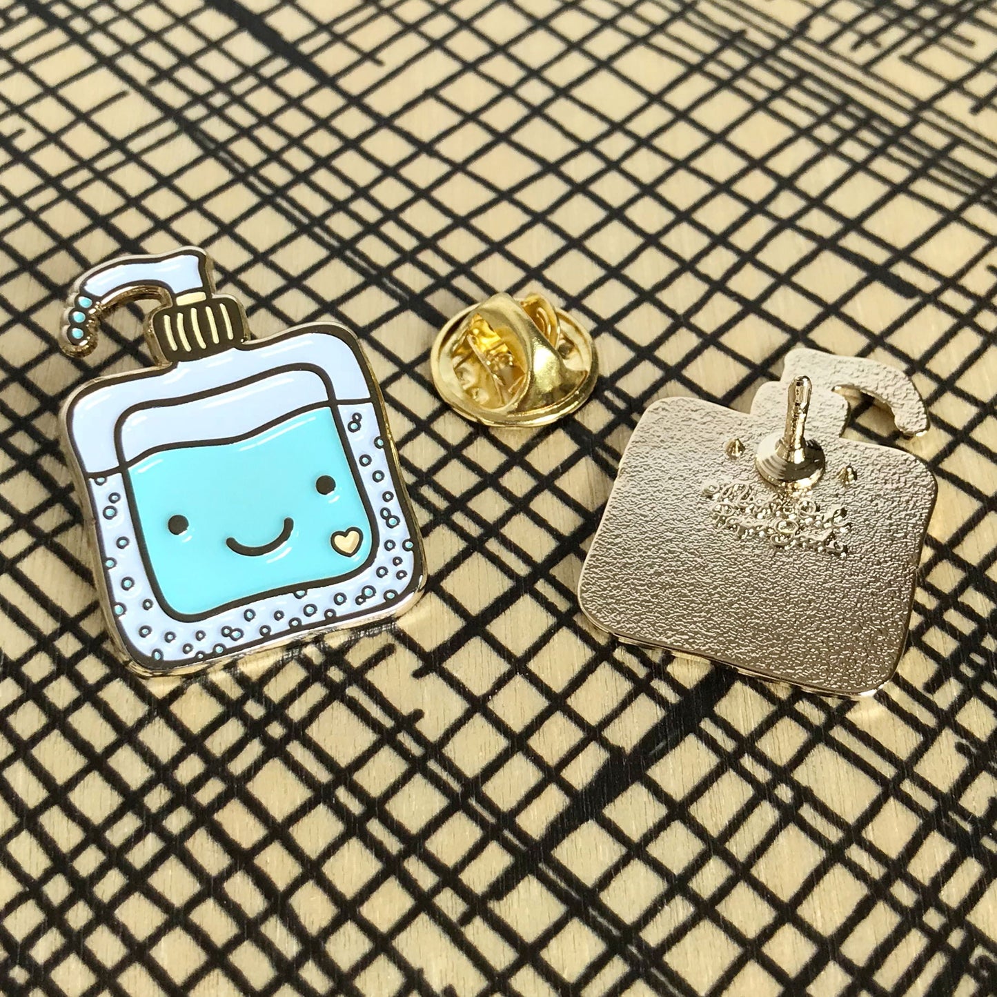 Happy Sanitizer Keychain + Pin Gift Set