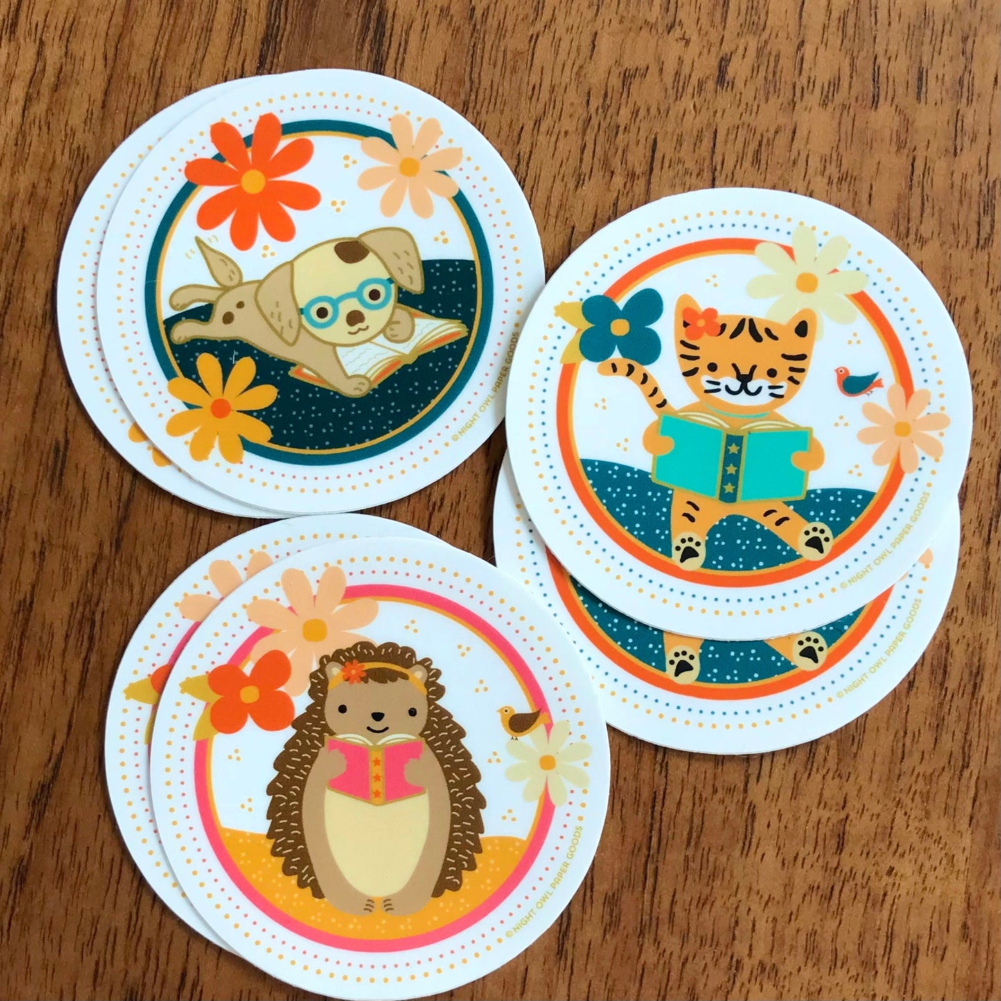 Reading Hedgehog Vinyl Sticker