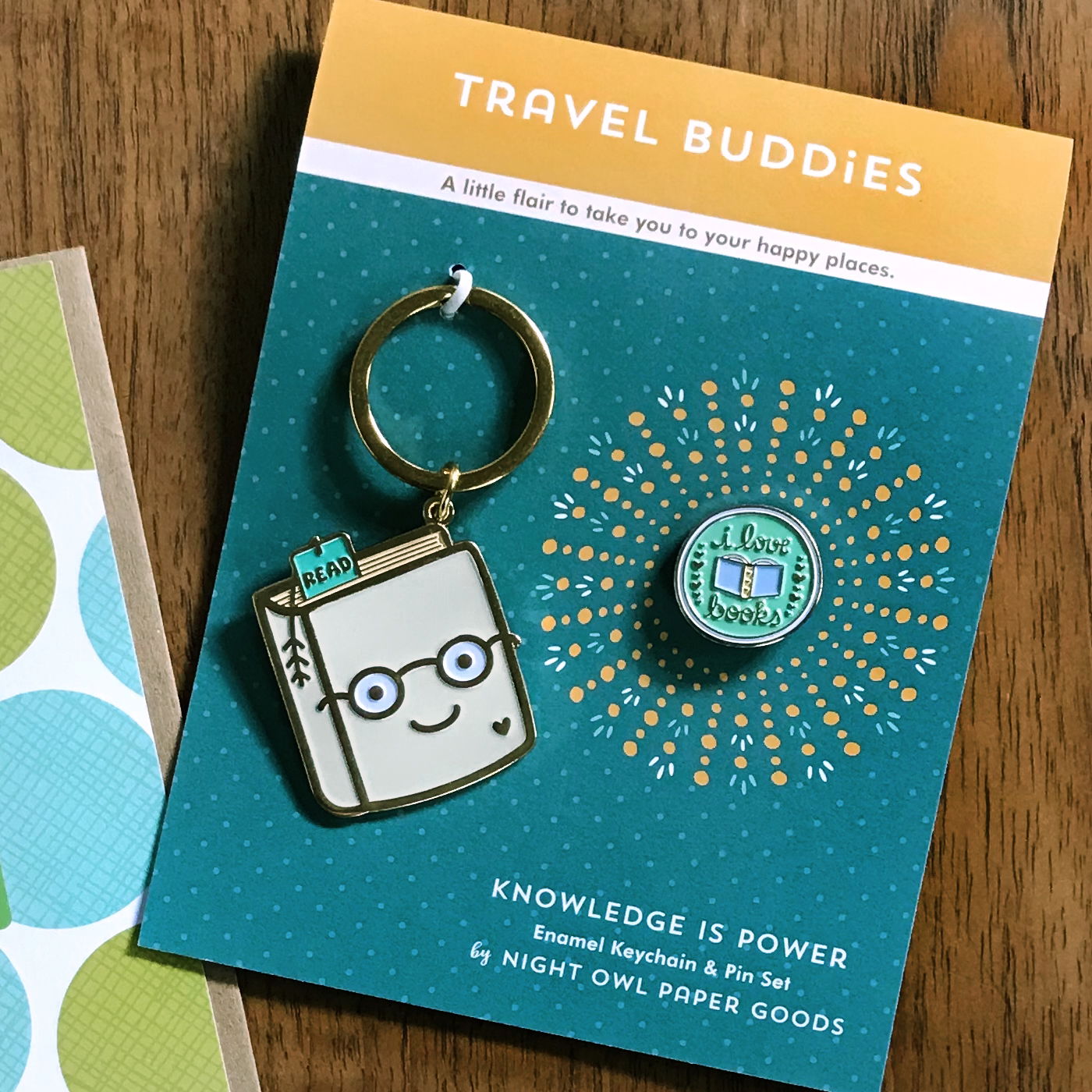 Knowledge is Power Travel Buddies Keychain + Pin Gift Set