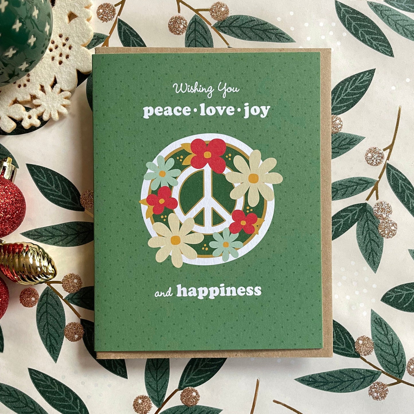 Blooming Peace Green Holiday Card