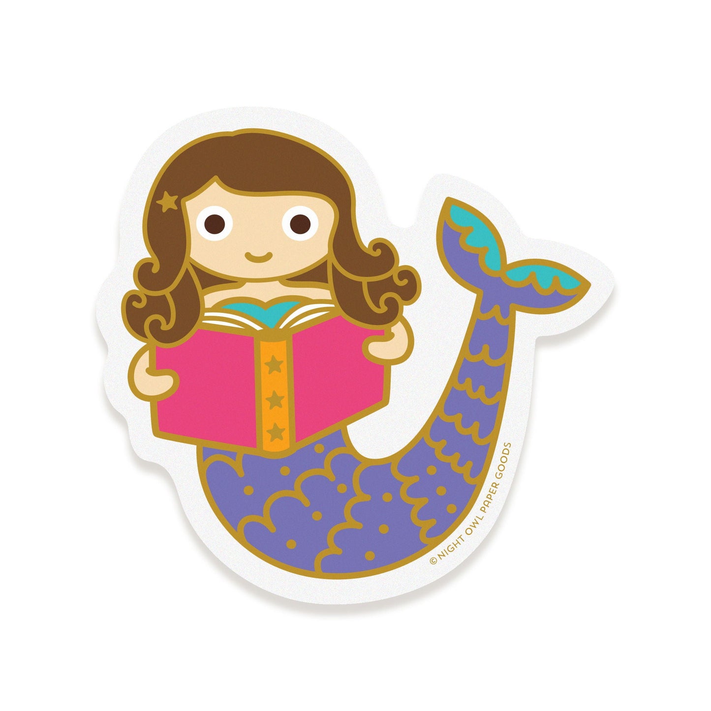 Reading Mermaid Vinyl Sticker