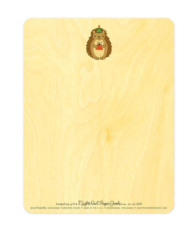 Hedgehog Gift Wood Birthday Card