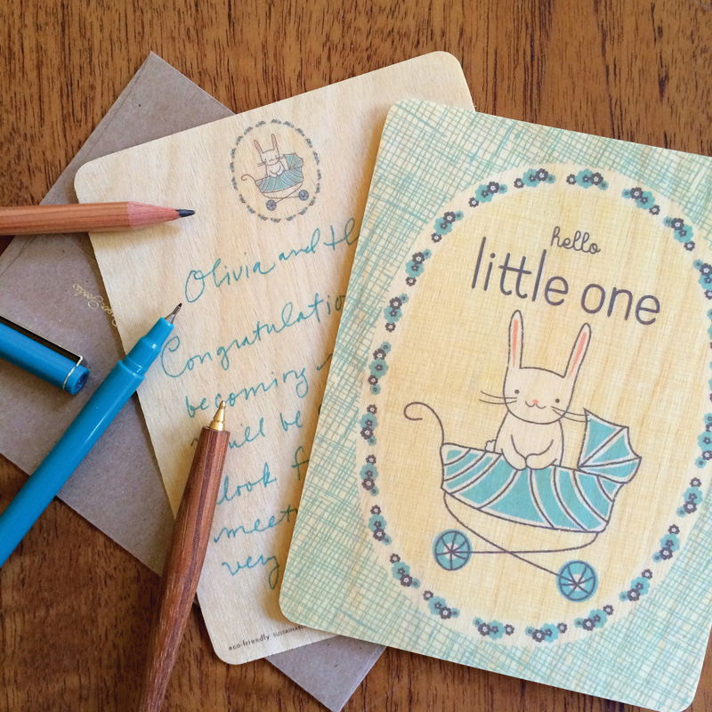 Little Bun Wood Baby Card