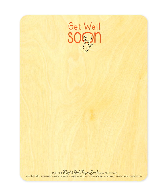 Chin Up Wood Get Well Card