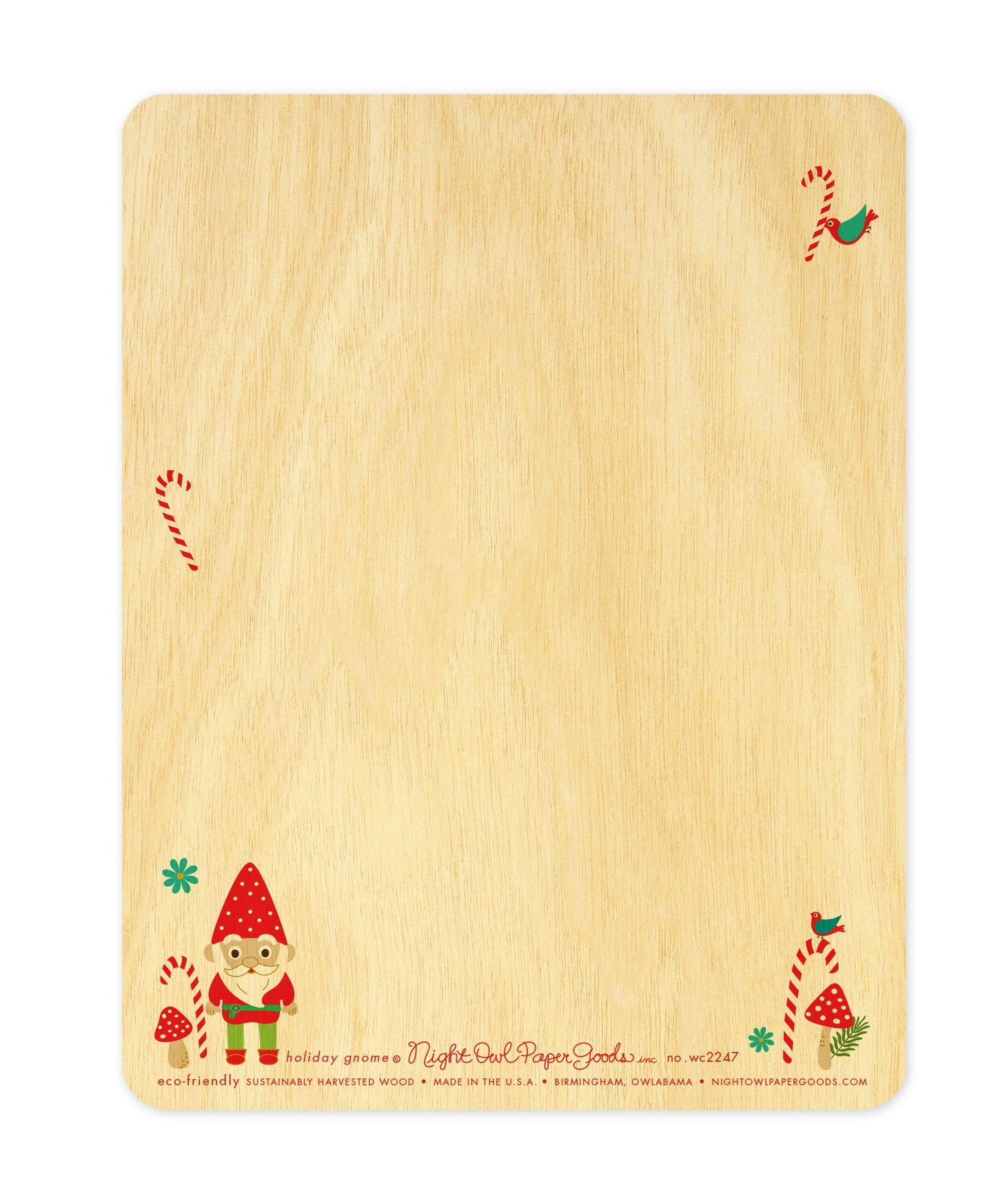 Holiday Gnome Wood Holiday Card
