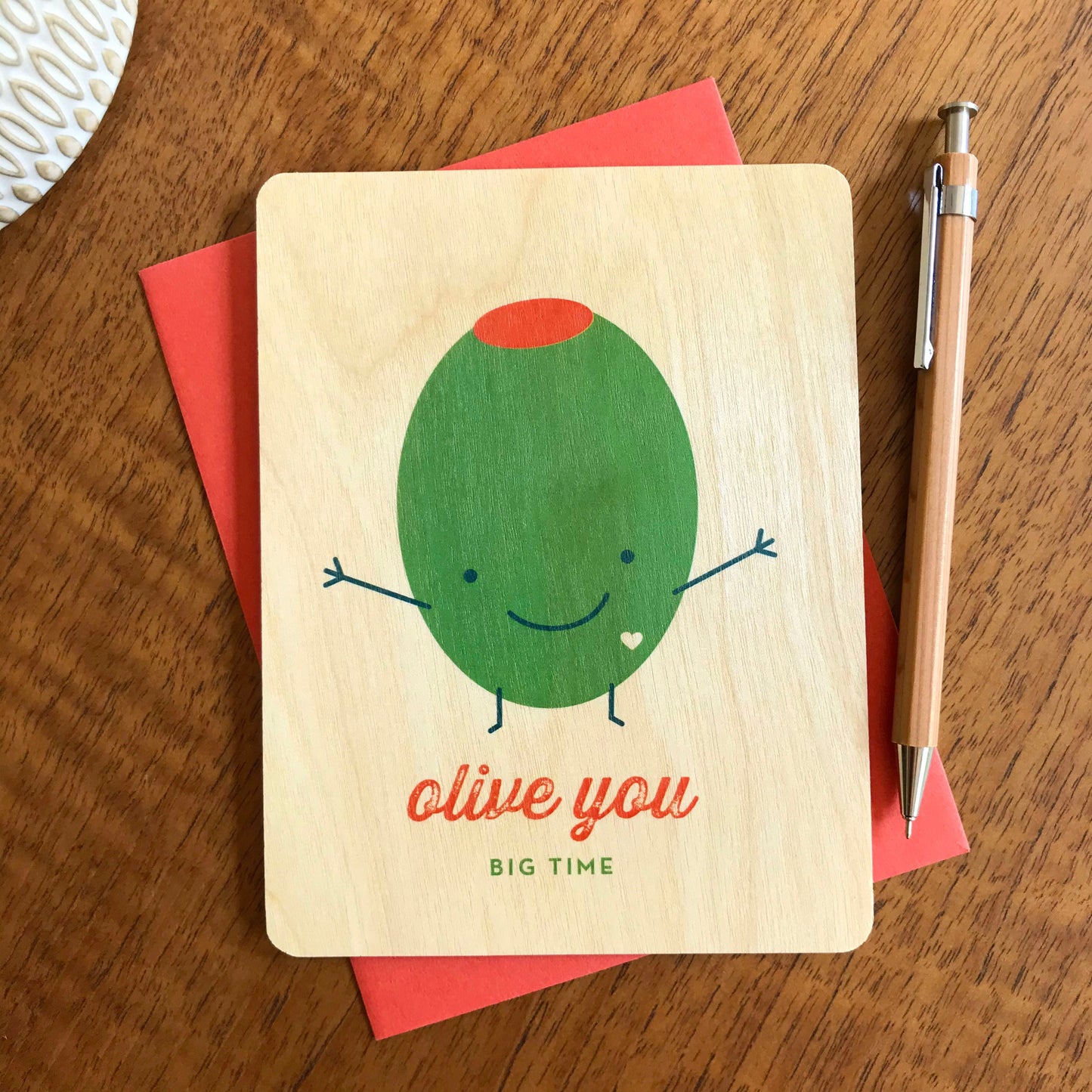 Olive You Wood Love Card