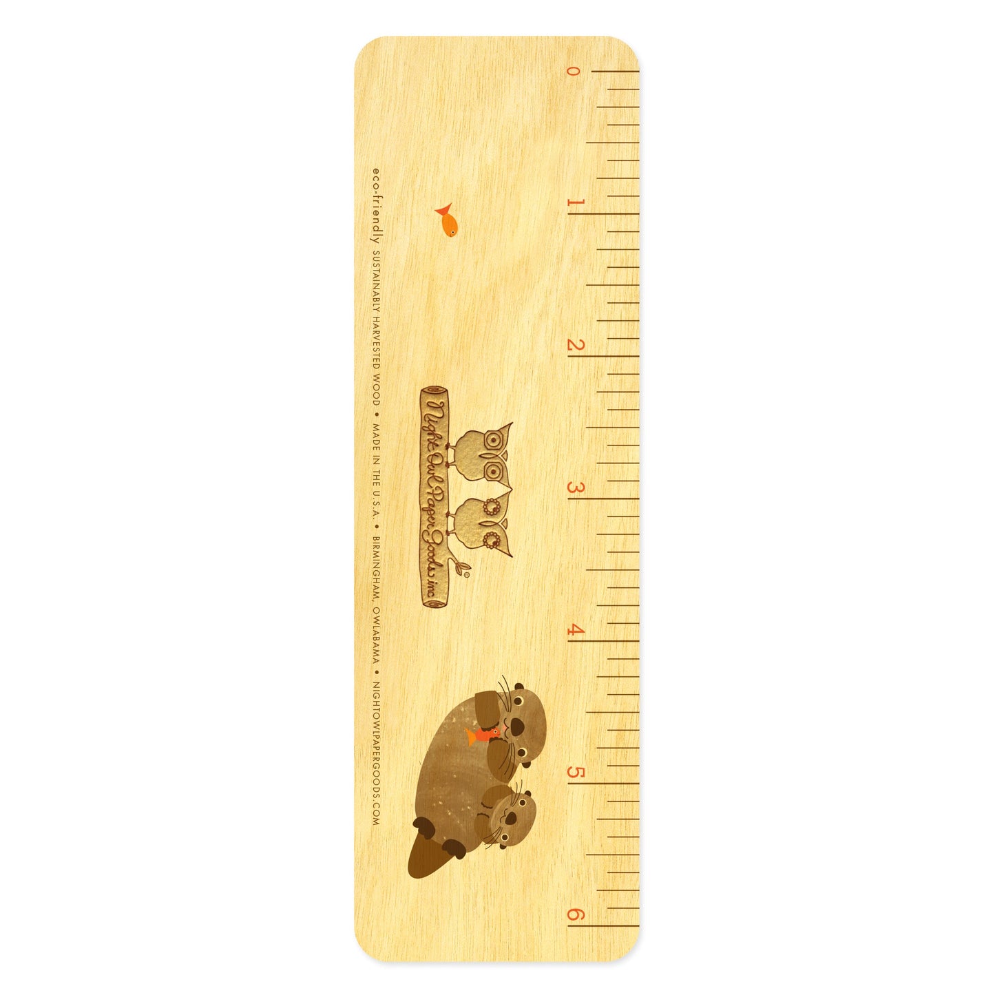 Emmit & Eli Otter Wood Bookmark/Ruler