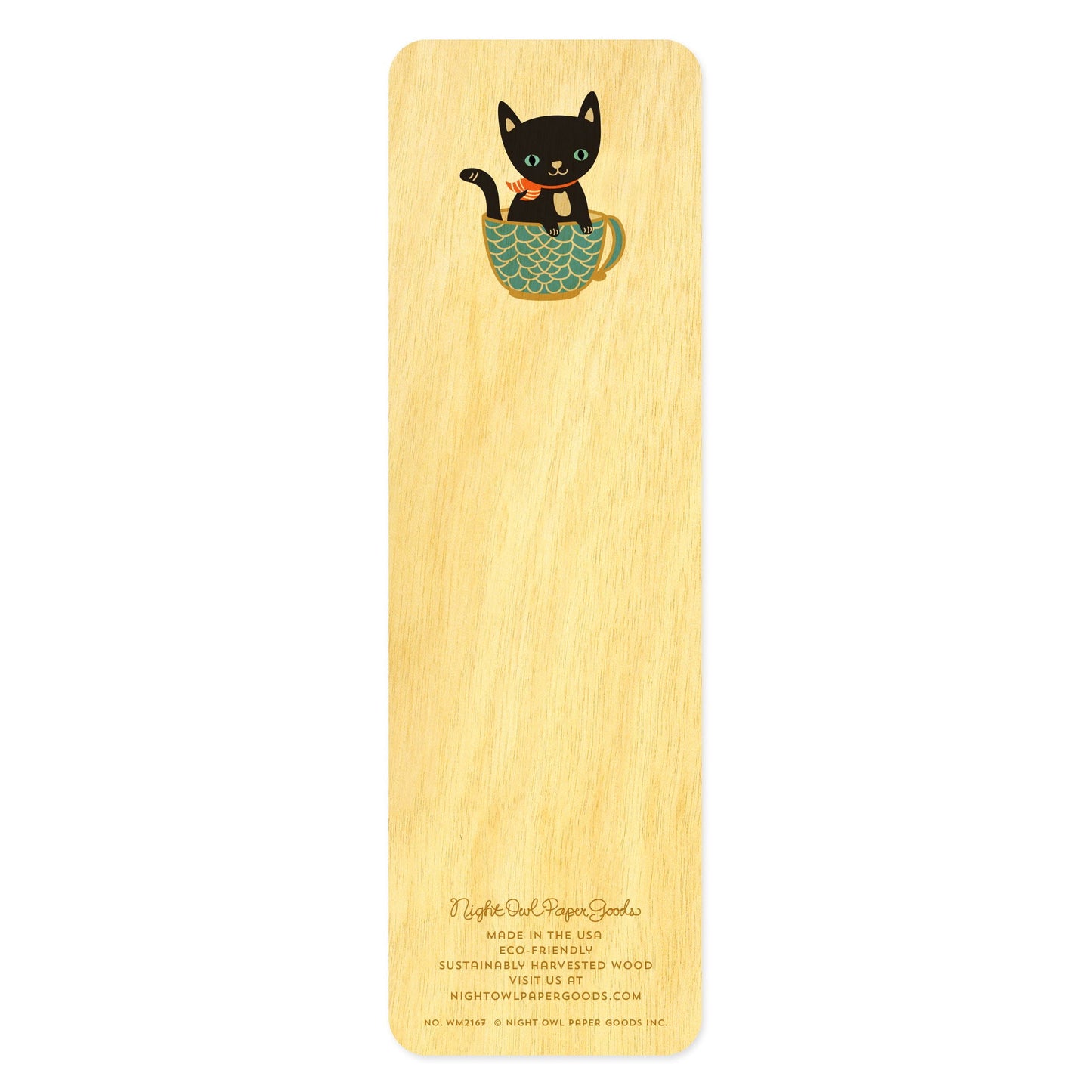 Cuppa Cat Wood Bookmark