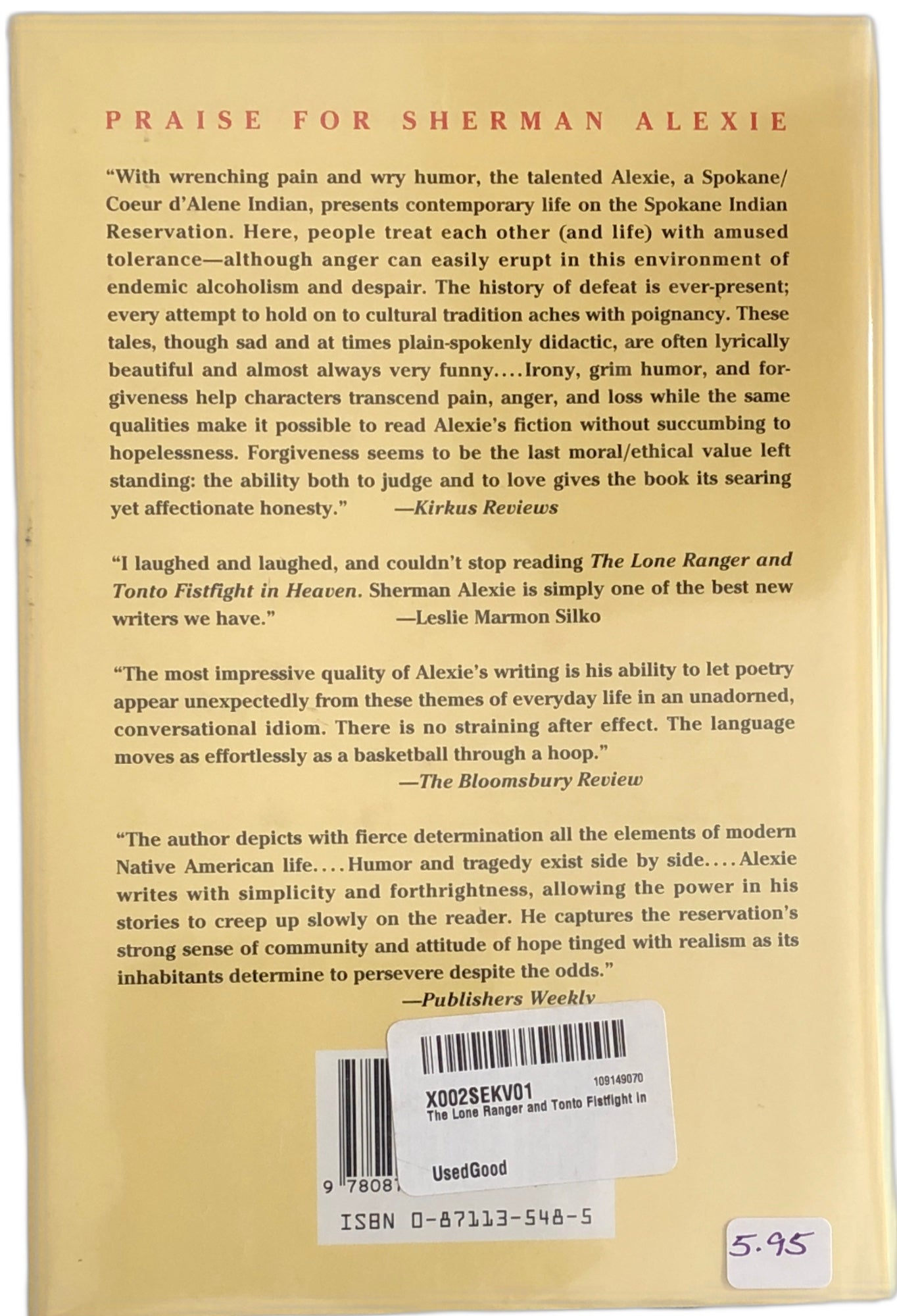 The Lone Ranger and Tonto Fist Fight in Heaven by Sherman Alexie
