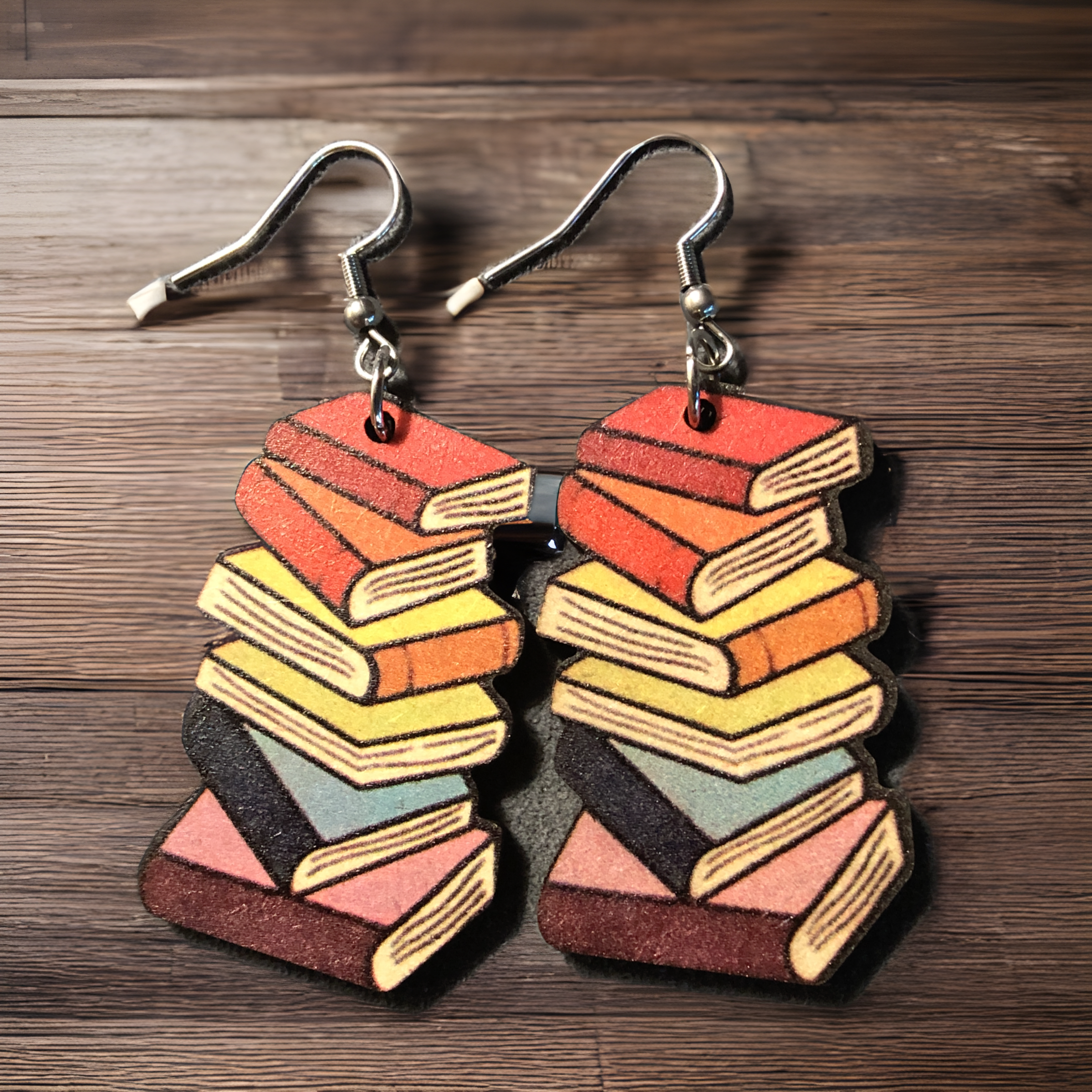 1 Pair Stack of Books Earrings Multicolor Book Pendant Drop Earrings  Library Pendants Earrings for Women Girls Friends  Walmartcom
