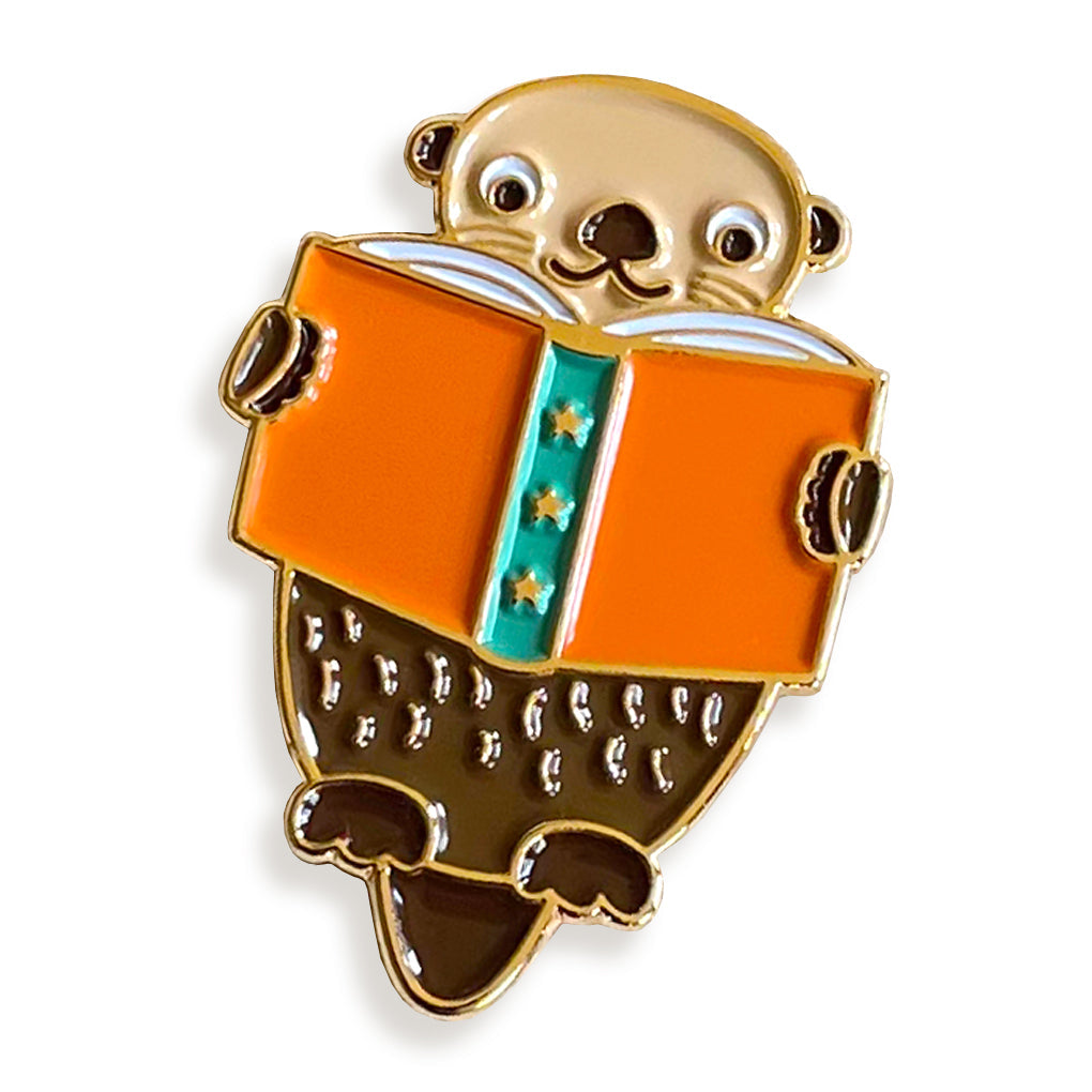 Otter Read Book Buddies Wood Mini Bookmark + Pin Gift Set
