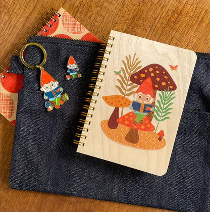 Reading Gnome Pocket-Size Wood Notebook