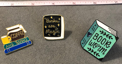 Enamel Book Themed Pins (1-inch)