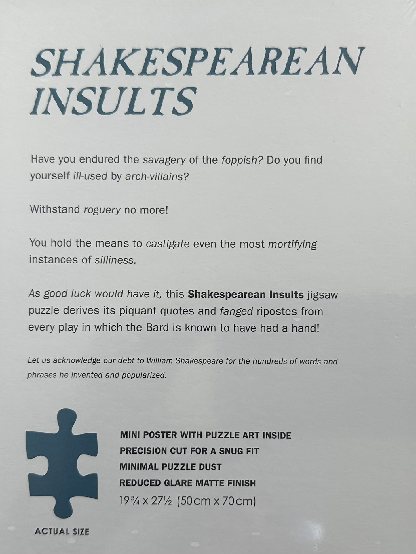 Shakespearean Insults 1,000 Piece Puzzle