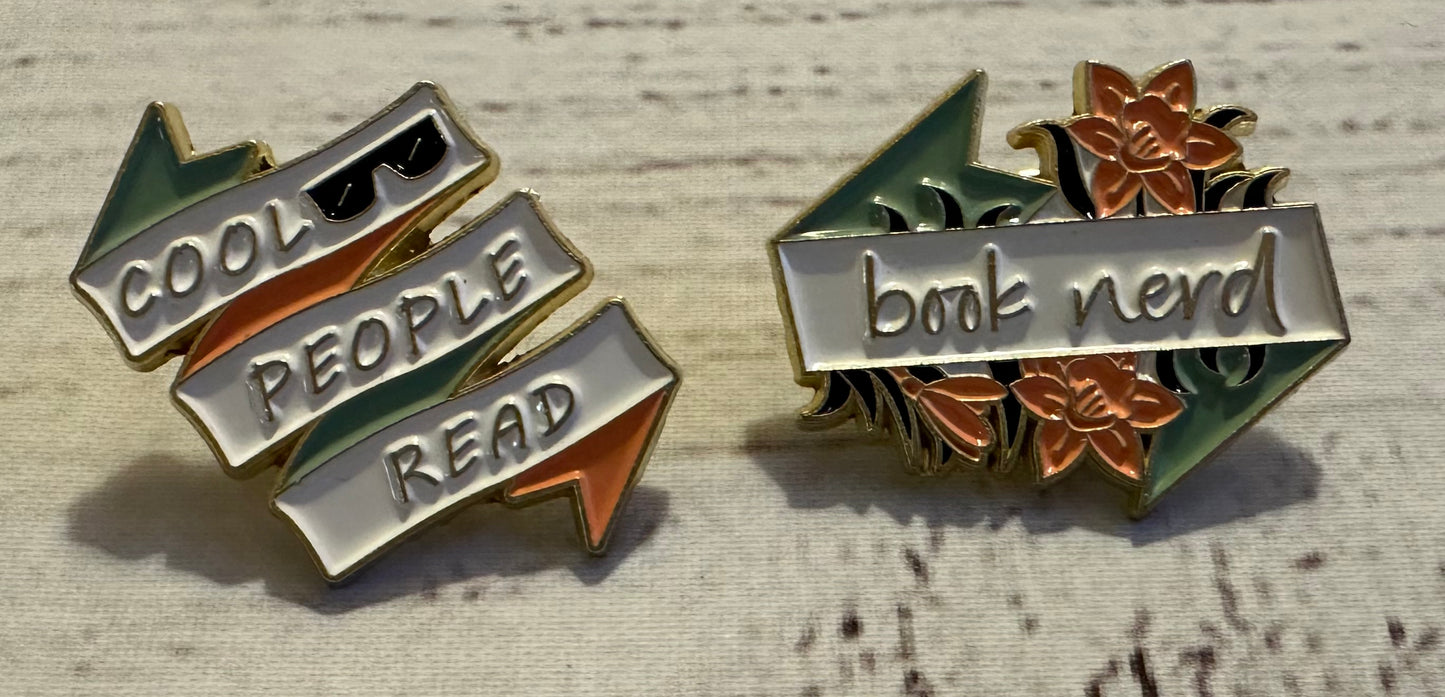 Enamel Book Themed Pins (1-inch)