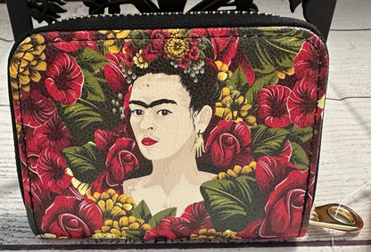 Frida Kahlo Rose Portrait Zipper Wallet