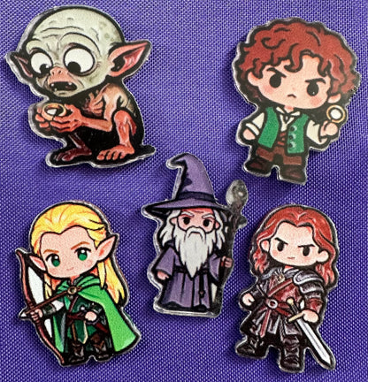 Books, Movies, and Music Themed Pins (1-inch)