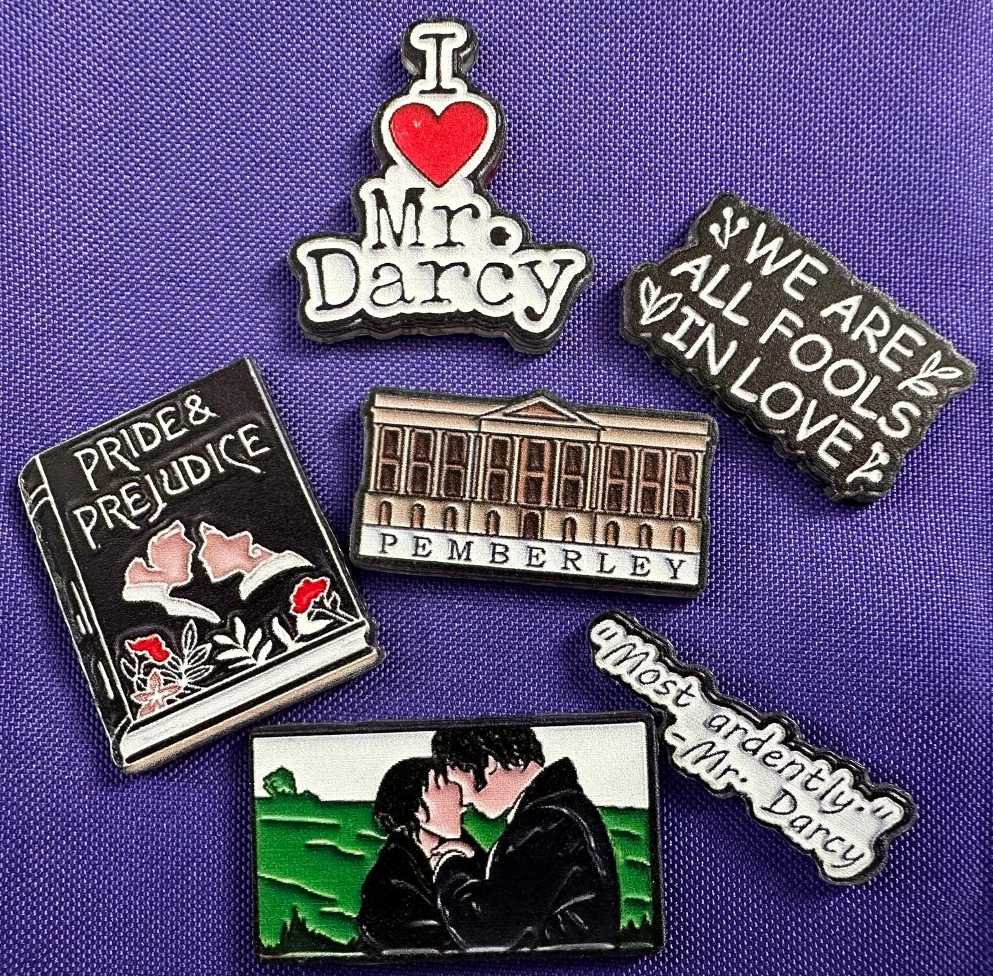 Books, Movies, and Music Themed Pins (1-inch)
