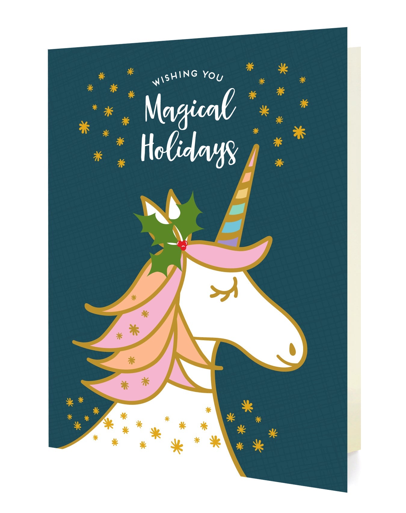 Magical Unicorn Blue Holiday Card