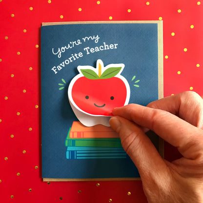 Teacher Apple Sticker Appreciation Card