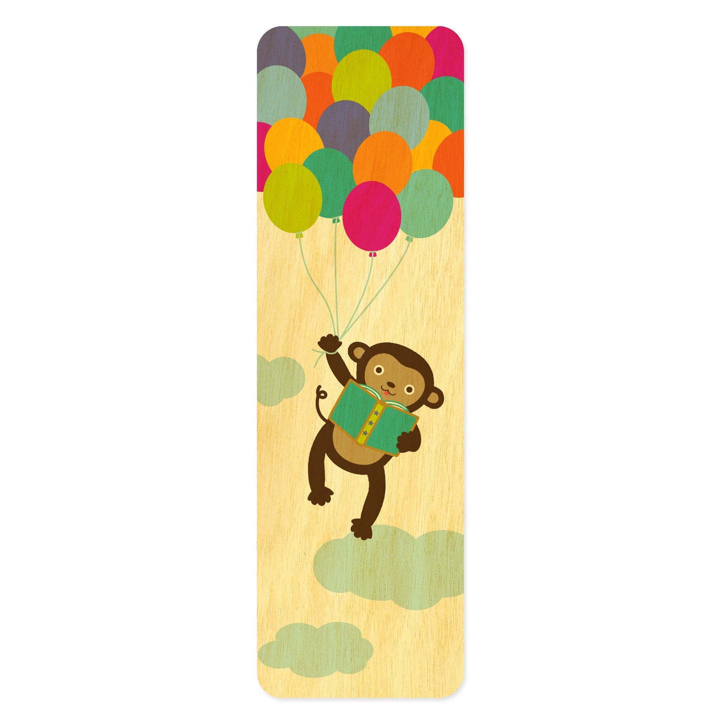 Reading Monkey Wood Bookmark