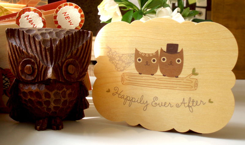 Mr & Mrs Hoot Wood Wedding Card