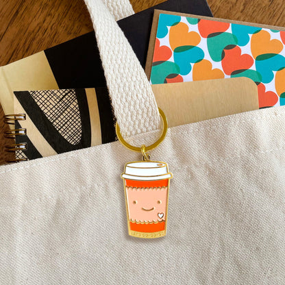 Coffee to Go Enamel Keychain