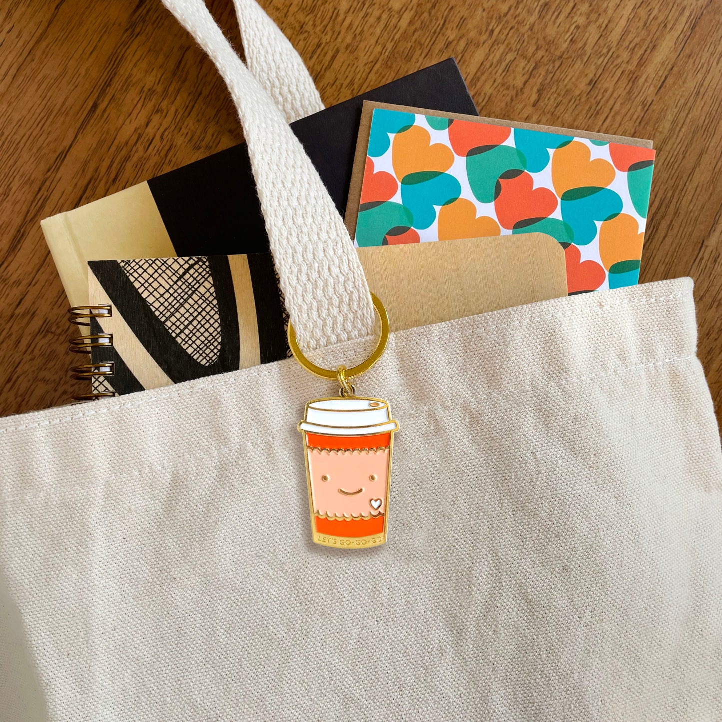 Coffee to Go Enamel Keychain