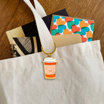 Coffee to Go Enamel Keychain
