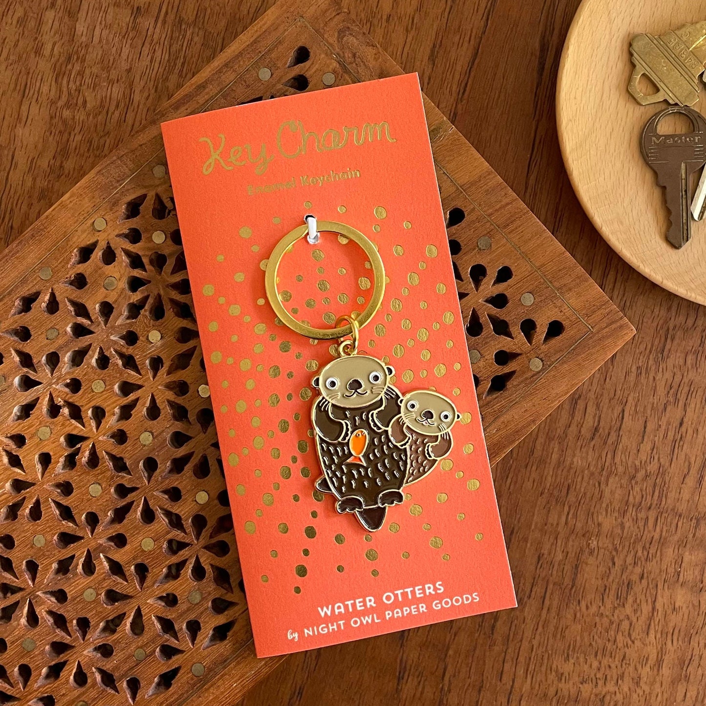 Water Otters Enamel Keychain