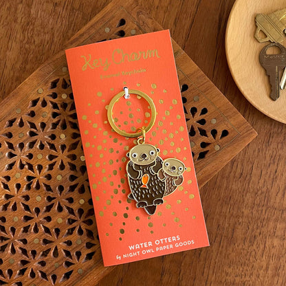 Water Otters Enamel Keychain