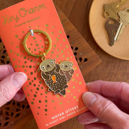 Water Otters Enamel Keychain