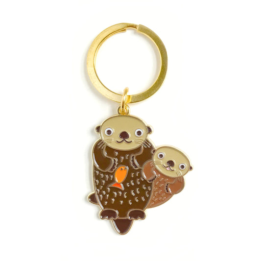Water Otters Enamel Keychain