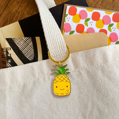 Happy Pineapple Enamel Keychain