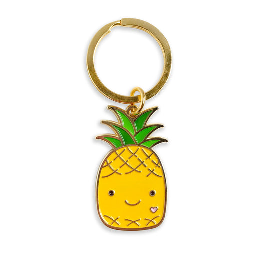 Happy Pineapple Enamel Keychain