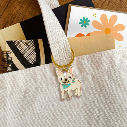 Friendly Frenchie Enamel Keychain