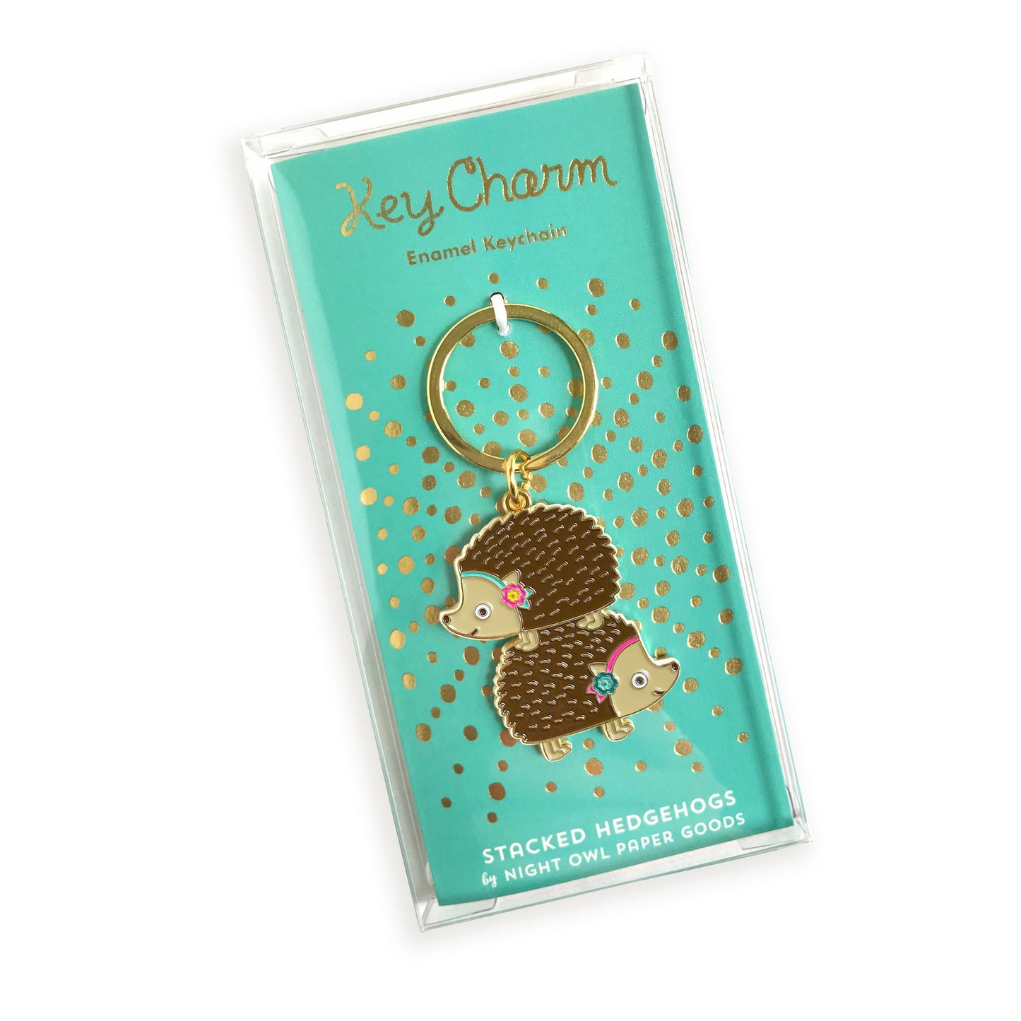 Stacked Hedgehogs Enamel Keychain