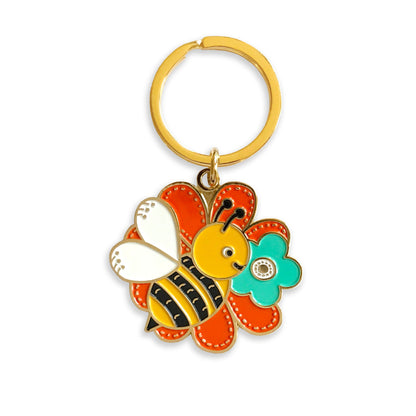 Bumble Bee Enamel Keychain