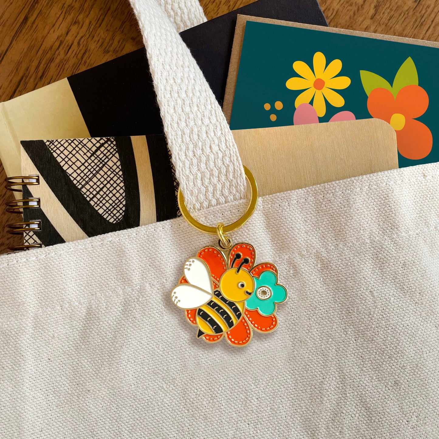 Bumble Bee Enamel Keychain