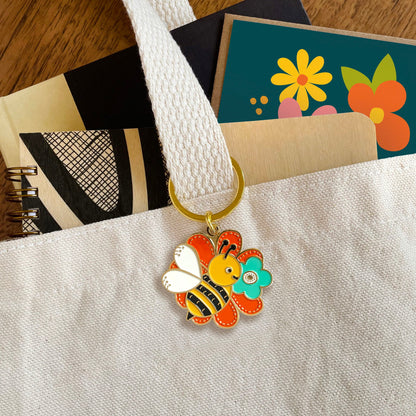 Bumble Bee Enamel Keychain