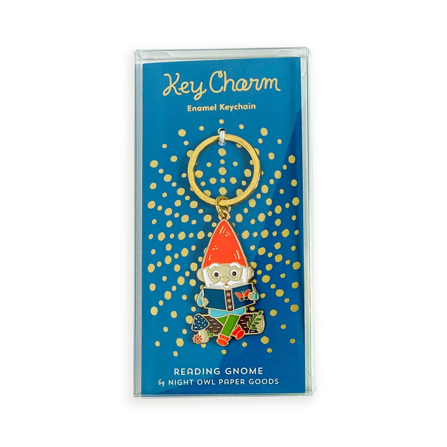 Reading Gnome Enamel Keychain