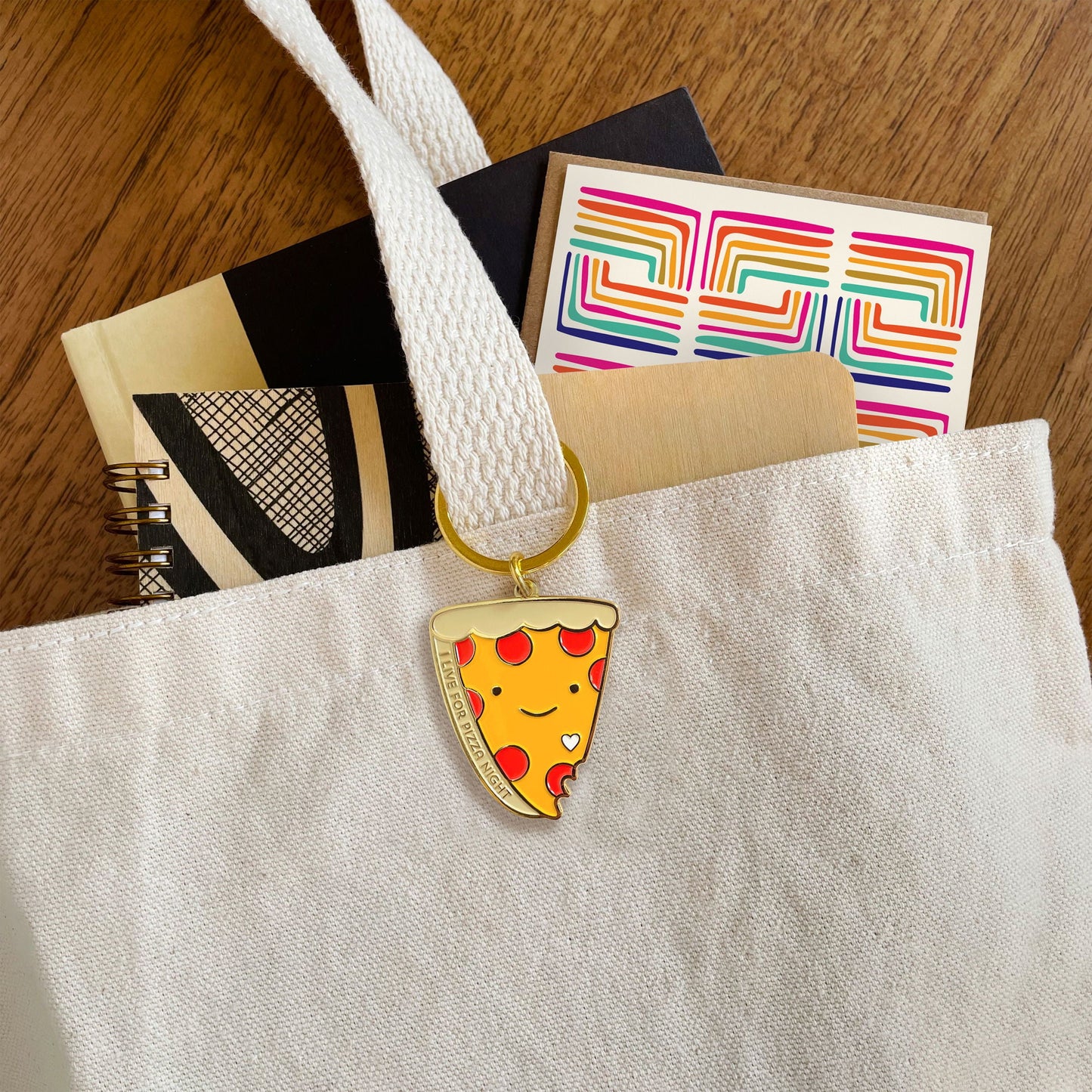 Pizza Night Enamel Keychain