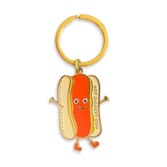 Hot Diggety Dog Enamel Keychain