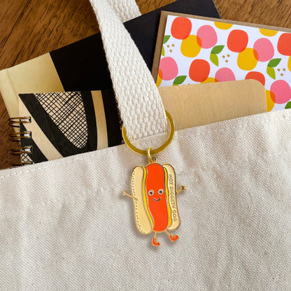 Hot Diggety Dog Enamel Keychain