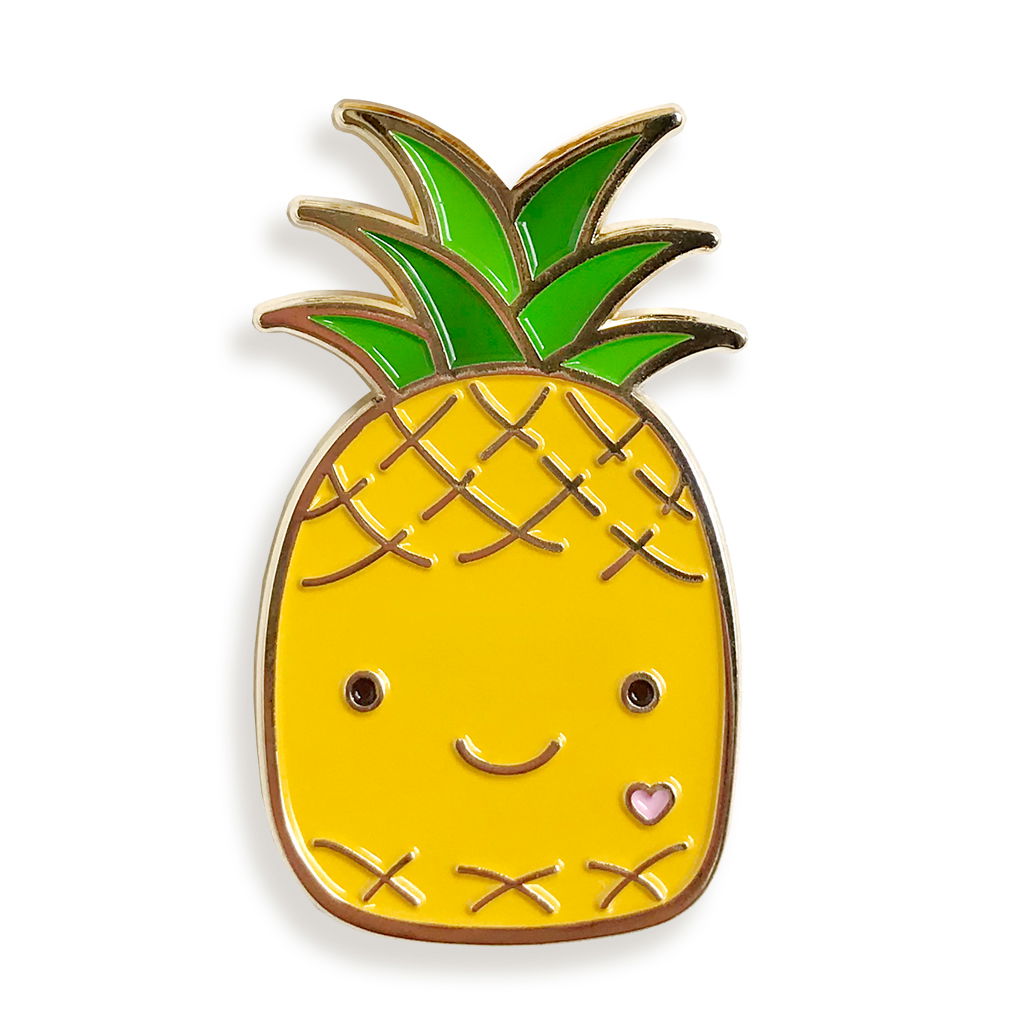 Happy Pineapple Keychain + Pin Gift Set